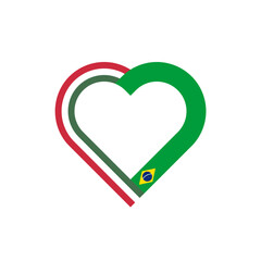 unity concept. heart ribbon icon of hungary and brazil flags. vector illustration isolated on white background
