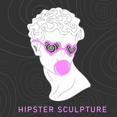 Hipster ancient greek sculpture. Stylized posters in a modern psychedelic style. Vector illustration