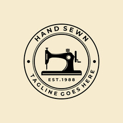 sewing machine badge logo illustration design