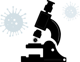 2d illustration Microscope and virus