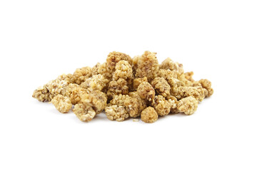 Mulberry dry berries morus alba isolated on white