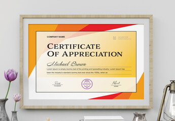 Certificate Layout with Yellow Accents