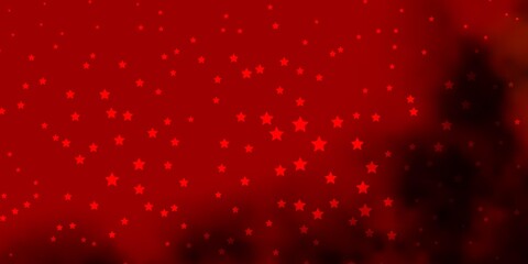 Dark Red, Yellow vector background with small and big stars.