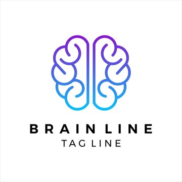 brain outline line art monoline logo design vector. Brain icon design illustration