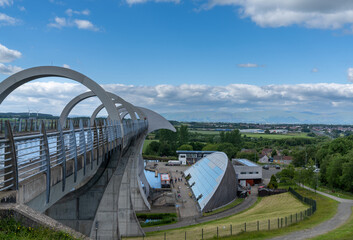 view of the hydraulic Falkirk Wheel boat lift and canals