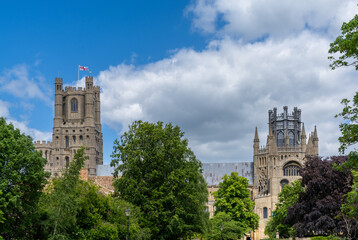 view of the historic Ely Cathedral with its octagonal tower