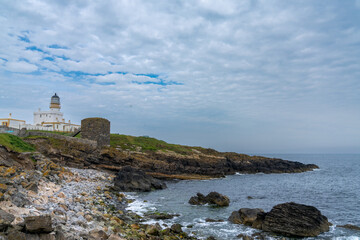 view of the historic Kinnaird Head Castle Lighthouse in northern Scotland