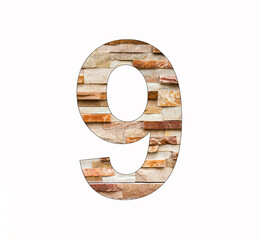 Number 9 - Digit nine on marble block background