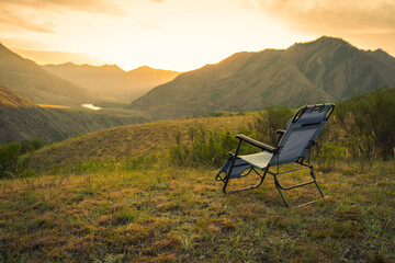 armchair in the mountains in summer