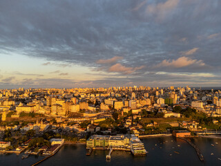 Fototapeta premium Wonderful golden hour at sunset in the coastal capital of Bahia, Salvador, Brazil