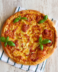 Freshly baked homemade pizza