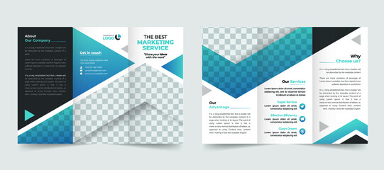 Elegant Creative corporate business trifold brochure design template. Modern and minimalist promotion layout