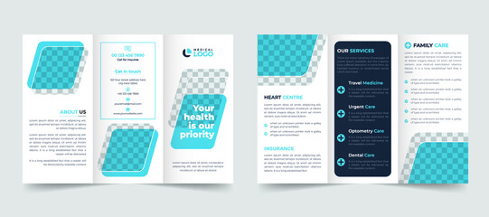 Medical Clinic, healthcare, treatment business trifold brochure template