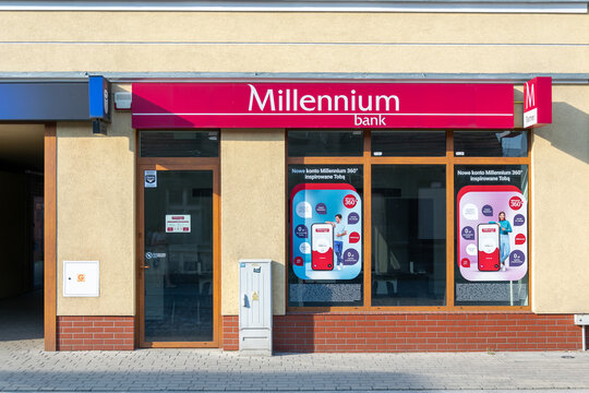 Sroda Wielkopolska, Poland - June 25, 2022 - Millennium bank website in Sroda Wielkopolska