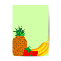 Stylized pineapples on an abstract background. Ripe pineapple. Card, banner, poster, sticker, print, advertising material. Fruit Vector cover illustration.