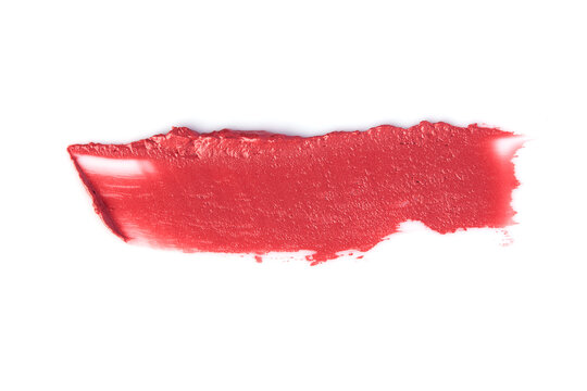 Lipstick Smear Smudge Swatch Isolated On White Background.