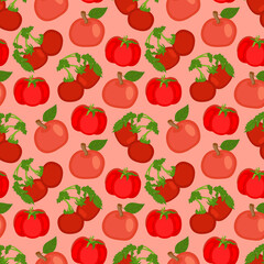 Tomatoes illustration Seamless pattern texture design.