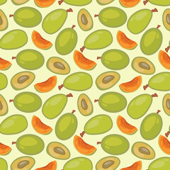 Papaya fruit pattern. Seamless summer tropical background. Seamless pattern texture design.