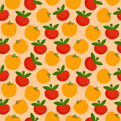 Seamless pattern with sweet bell peppers. Vegetable plant vegetable natural pattern. Seamless pattern texture design.
