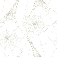 Halloween spiderweb seamless pattern. Ornament of cobweb. Vector illustration in retro sketch style. Abstract design for spooky, scary, horror decor.