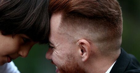 Fototapeta premium Dad and young boy bonding together, friendship concept