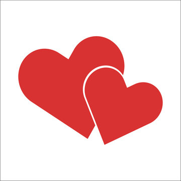 Red two hearts love valentines day collection shape romantic wedding icon vector image
