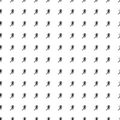 Square seamless background pattern from geometric shapes. The pattern is evenly filled with big black running woman symbols. Vector illustration on white background