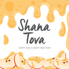 Happy Rosh Hashanah day, Shana Tova greeting card. Vector illustration