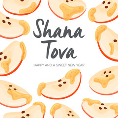 Happy Rosh Hashanah day, Shana Tova greeting card. Vector illustration