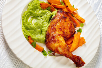 chicken with guasacaca sauce and sweet potato