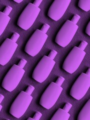 Pattern of white cosmetic container on a sand background. Very peri background with white bottles with copy space. Summer skin care concept.