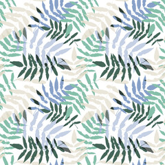 Abstract exotic leaves seamless pattern, raster version