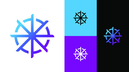 Ship Wheel Rudder Logo Design Concept