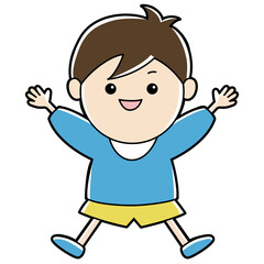 It is an illustration of a boy who is willing to hurray.