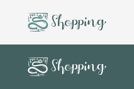 Shopping icon and logo design with letter s combined with hand drawn shopping cart