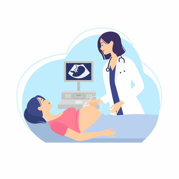 pregnant woman ultrasound examination doctor clip art preview