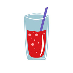 Illustration of summer juice multicolored with straw isolated on white background.  Design and textile , print, banner