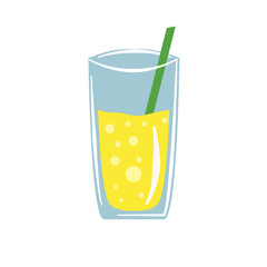 Illustration of summer juice multicolored with straw isolated on white background.  Design and textile , print, banner