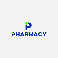 Pharmacy logo, Letter P with pulse icon vector template.