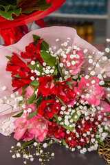 Bouquet of red roses, detail