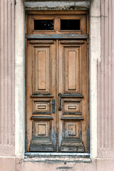 isolated old wooden door as element of architec design.