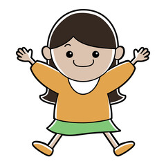 It is an illustration of a long-haired girl who is willing to hurray.