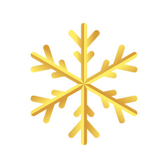 Golden snowflake. Icon of a snow flake made of a golden foil.