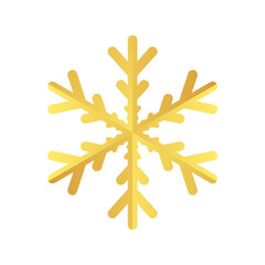 Golden snowflake. Icon of a snow flake made of a golden foil.