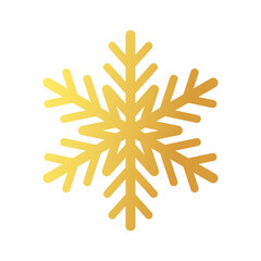 Golden snowflake. Icon of a snow flake made of a golden foil.