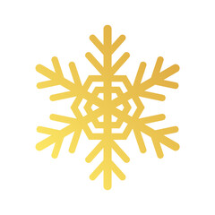 Golden snowflake icon. Foil snow flake stencil blueprint.