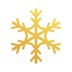 Golden snowflake icon. Foil snow flake stencil blueprint.