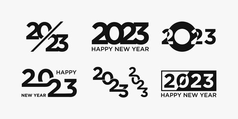 2023 Happy New Year logo text design. 2023 number design template. vector illustration.