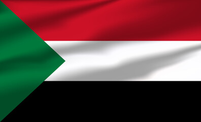 Vector Sudan Flag Waving Realistic Flowing Flags