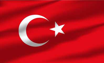 Vector Turkiye Flag Waving Realistic Flowing Flags turkey